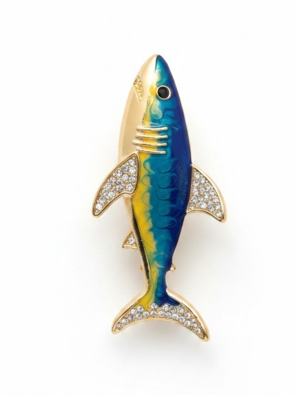 💙▪️Persimmon ▪️Blue & Gold Enamel Fish Hair Metal Claw  Clip